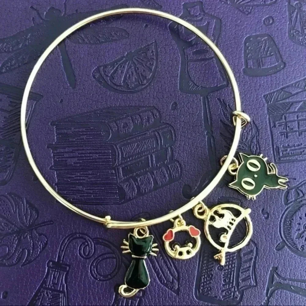 Cats Kitty Kittens Gold Tone Stainless Steel Adjustable Charm Bracelet